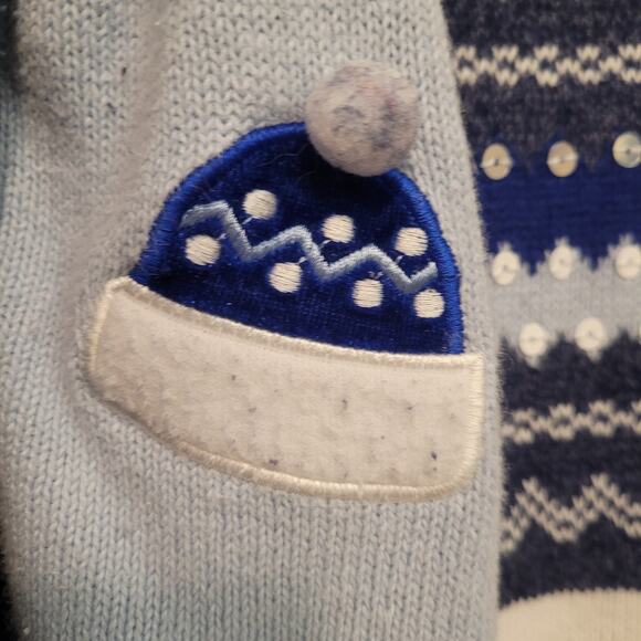 Classic Elements Women’s XL Winter Sweater Mittens Skates Snowflake Full Zip - Picture 2 of 10